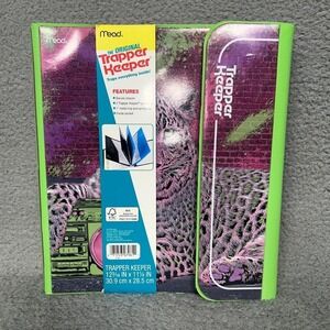 NIB Mead Cheetah Boombox Original Trapper Keeper Binder Purple Retro X539